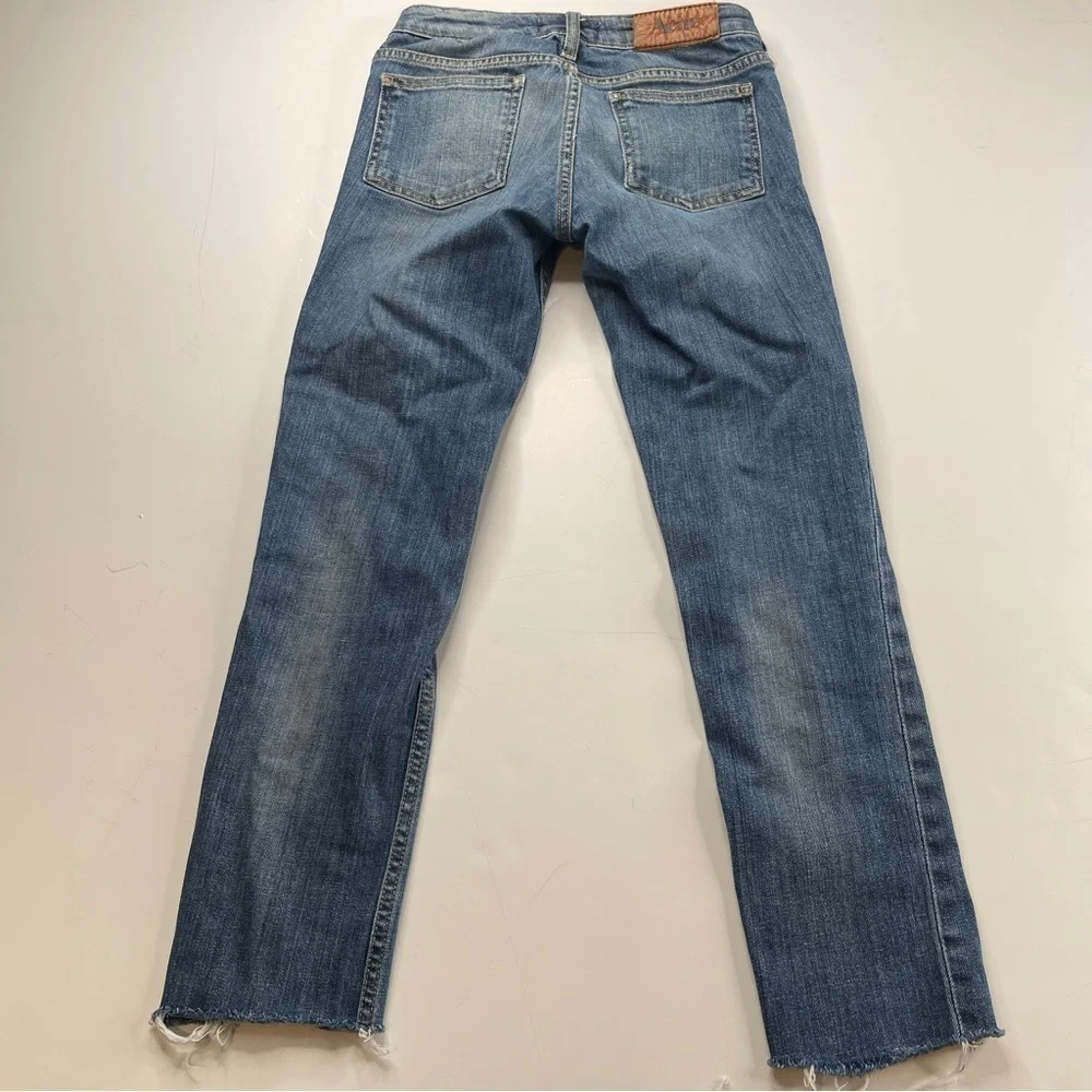 Acne Studios Kex Jeans Le Blue Cropped Raw Hem Size 27
